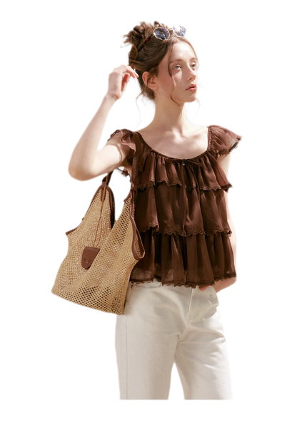 Tiered Ruffle Chiffon Blouse