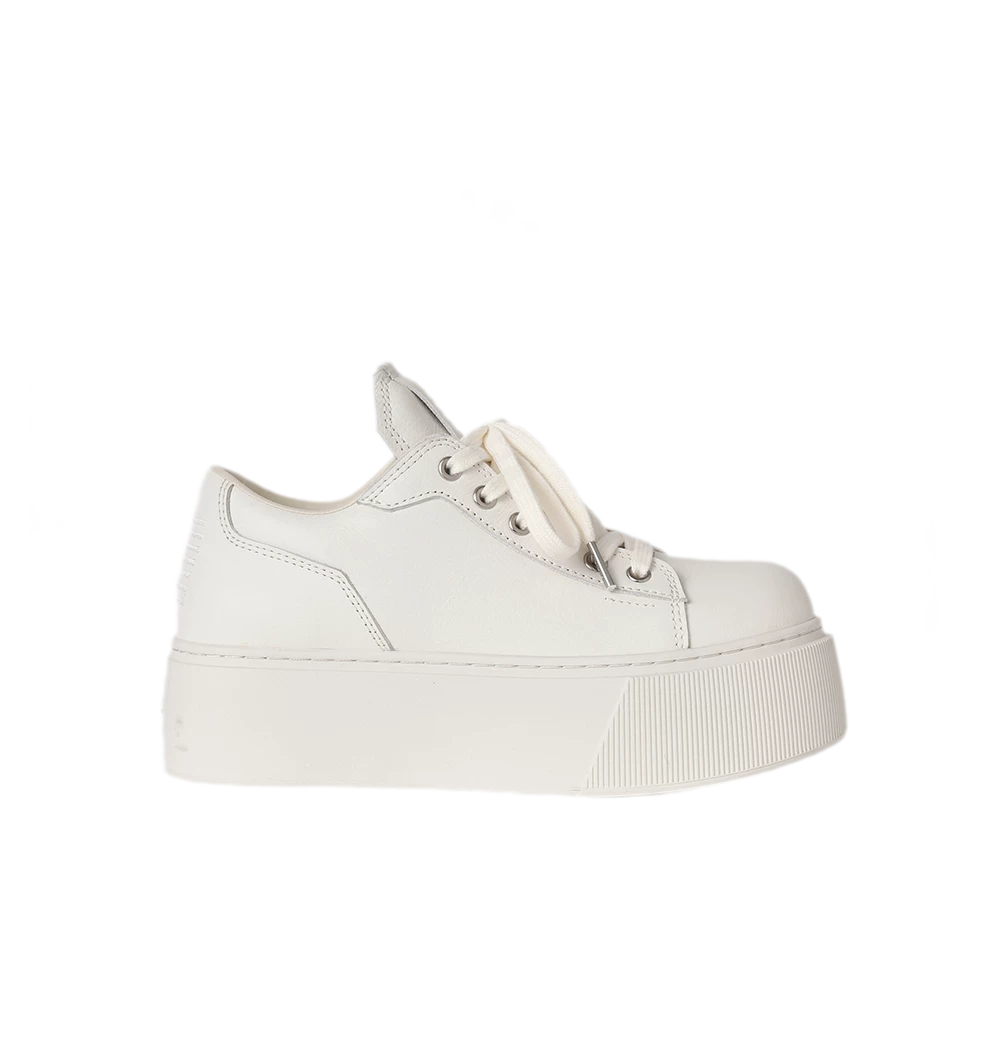 Sculptural Leather Thick-Soled Sneakers