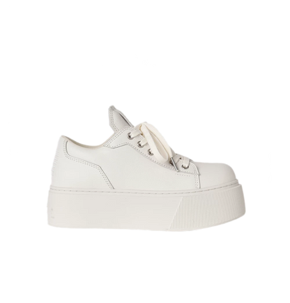 Sculptural Leather Thick-Soled Sneakers
