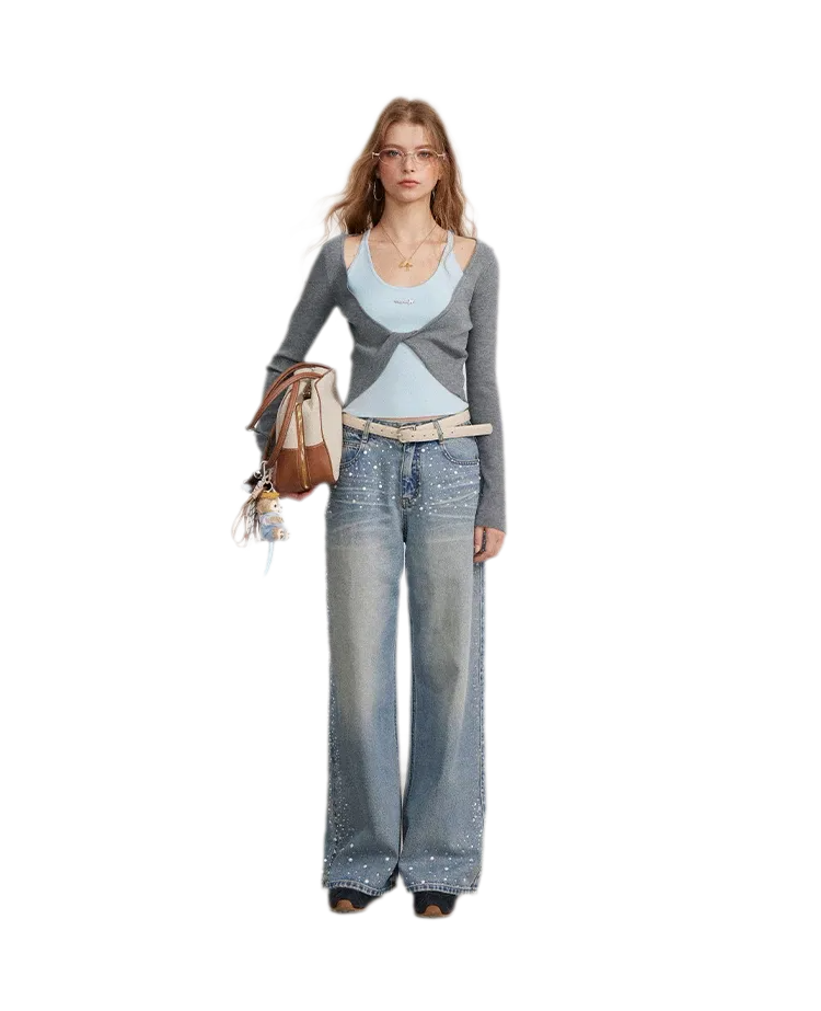 Color-Block Faux Two-Piece Knit Top