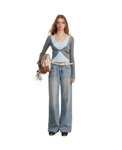 Color-Block Faux Two-Piece Knit Top