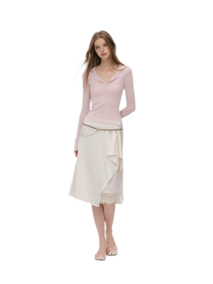 Wool Ribbed Polo Top