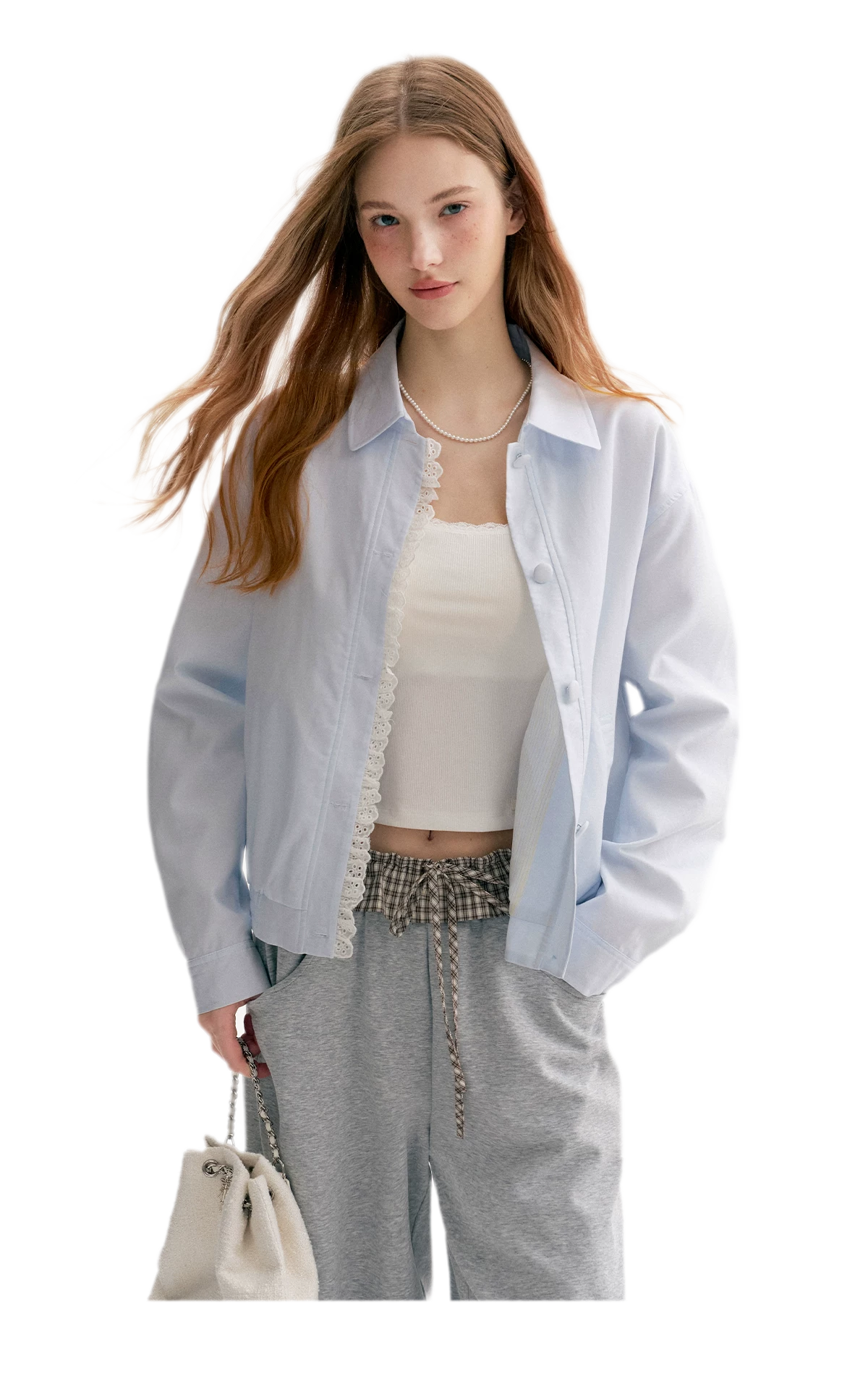 Ramie Cotton Lace-Trimmed Jacket