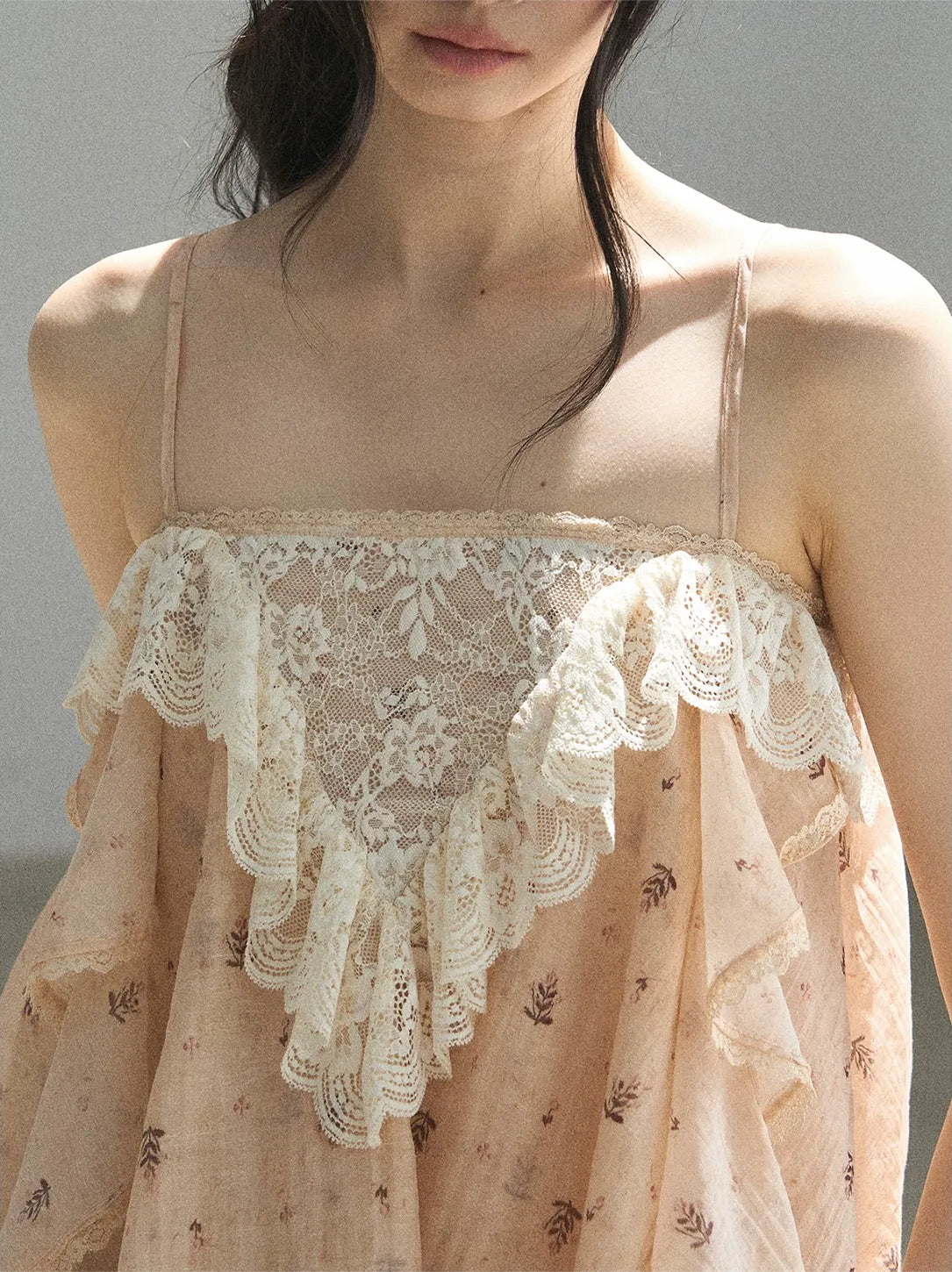 Lace Trim Asymmetric Cami