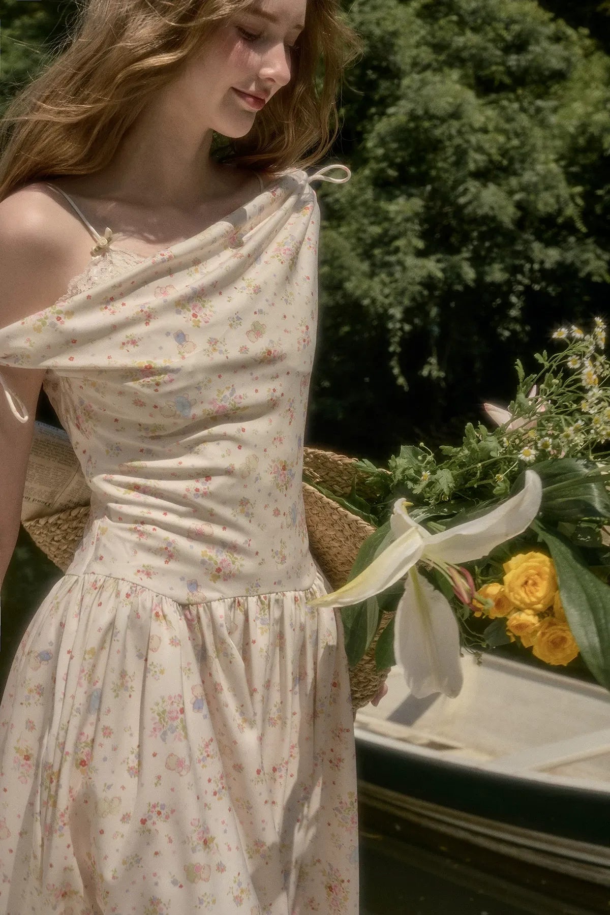 Off-Shoulder Printed Dress