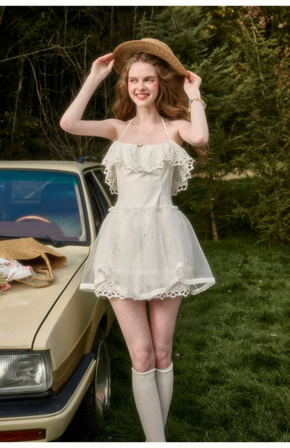 Water Embroidered Slim Camisole Dress