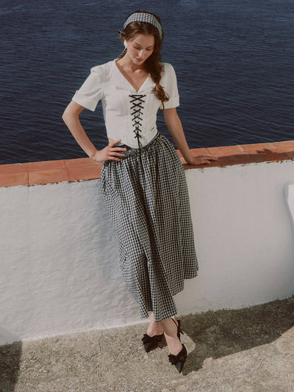Jacquard Sailor Collar Skirt Set
