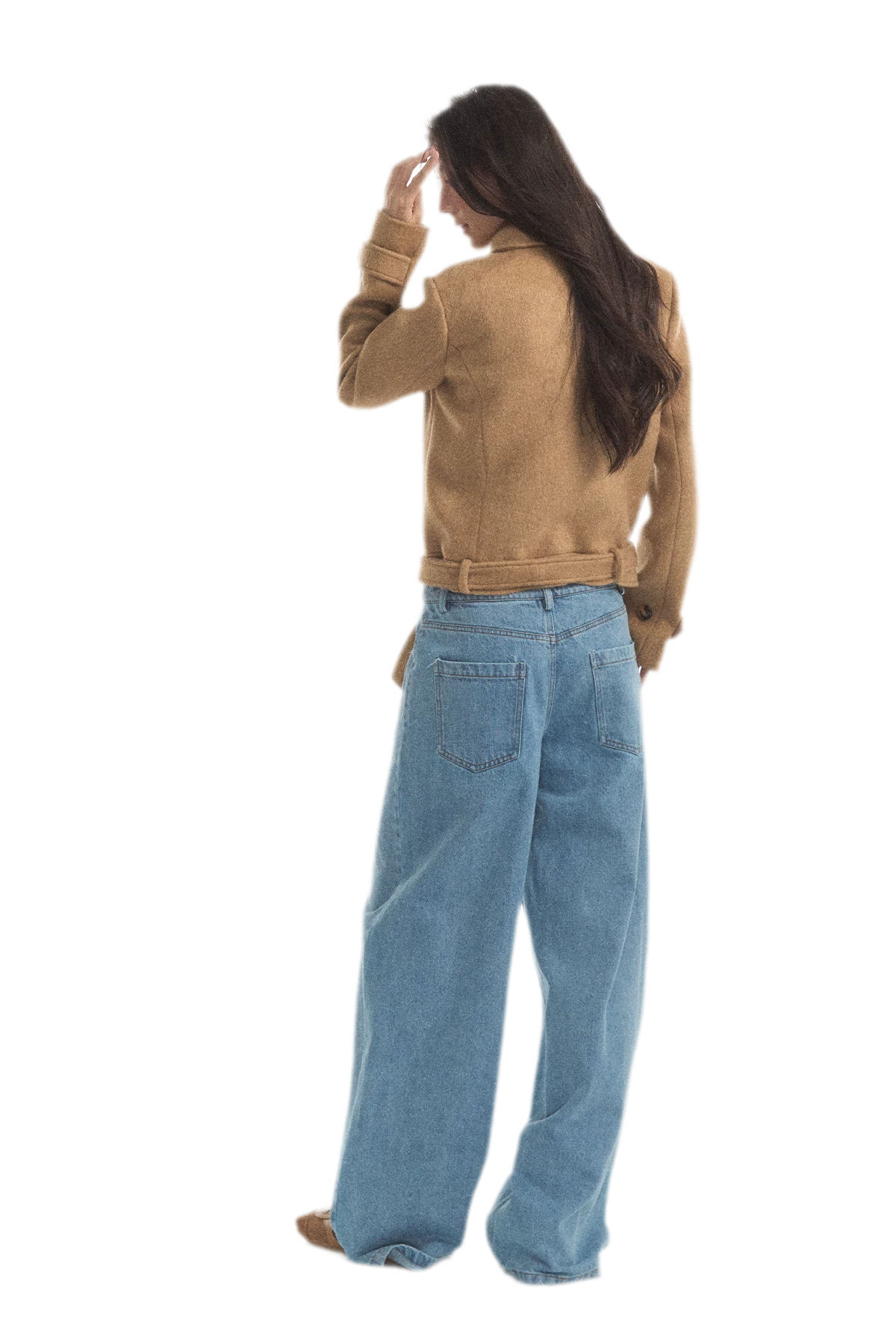 Wool Double-Breasted Cropped Coat