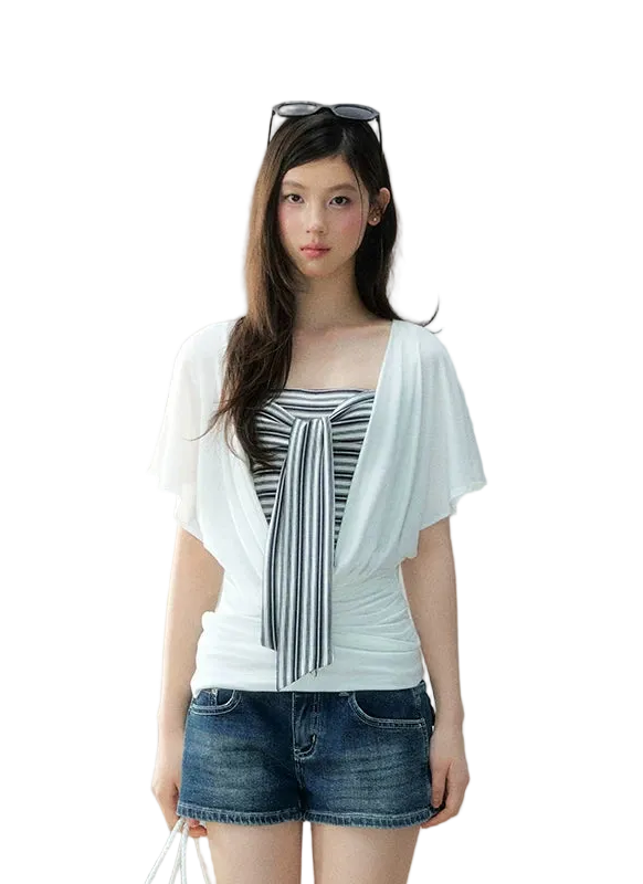 Original Lyocell Batwing Sleeve Top &amp; Bustier Set
