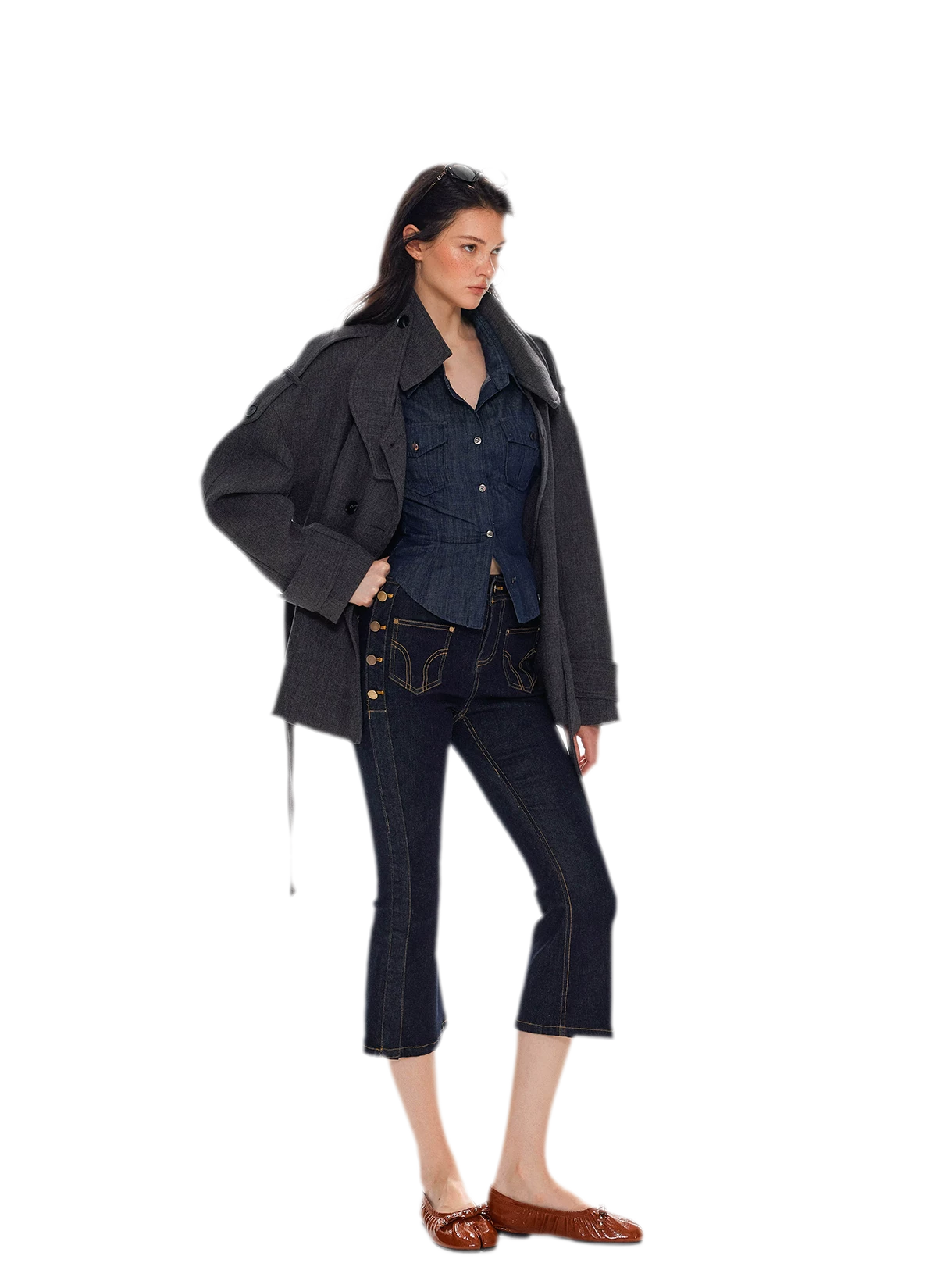Wool Stand-Collar Belted Coat