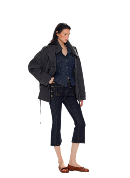 Wool Stand-Collar Belted Coat