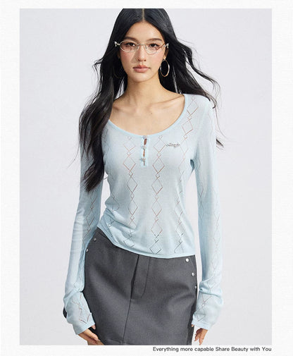Ice Silk Hollow Knit Top