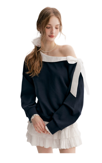 Balletcore Lace Collar Sweatshirt