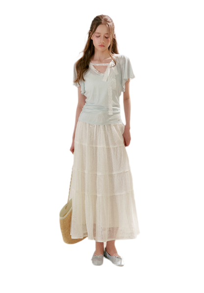 Snowflake Tencel Linen Lace T-shirt
