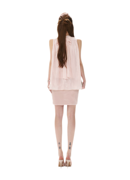 Pearl-Sheen Stand Collar Top