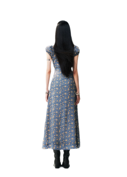 Blue Floral Tencel Dress