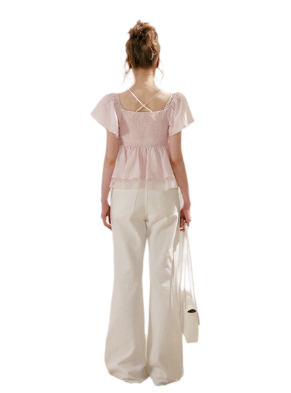 Tencel Lace V-Neck T-Shirt
