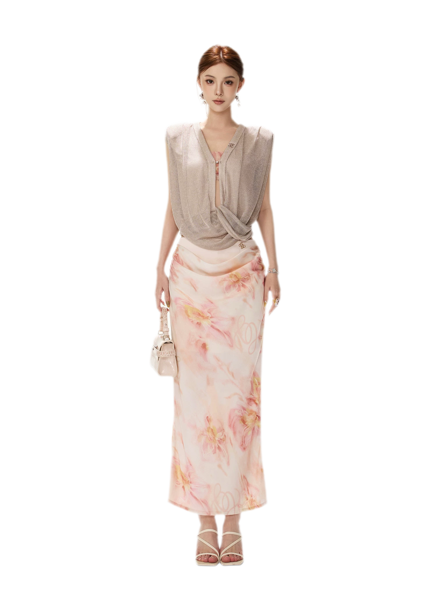 Floral Satin Mermaid Skirt