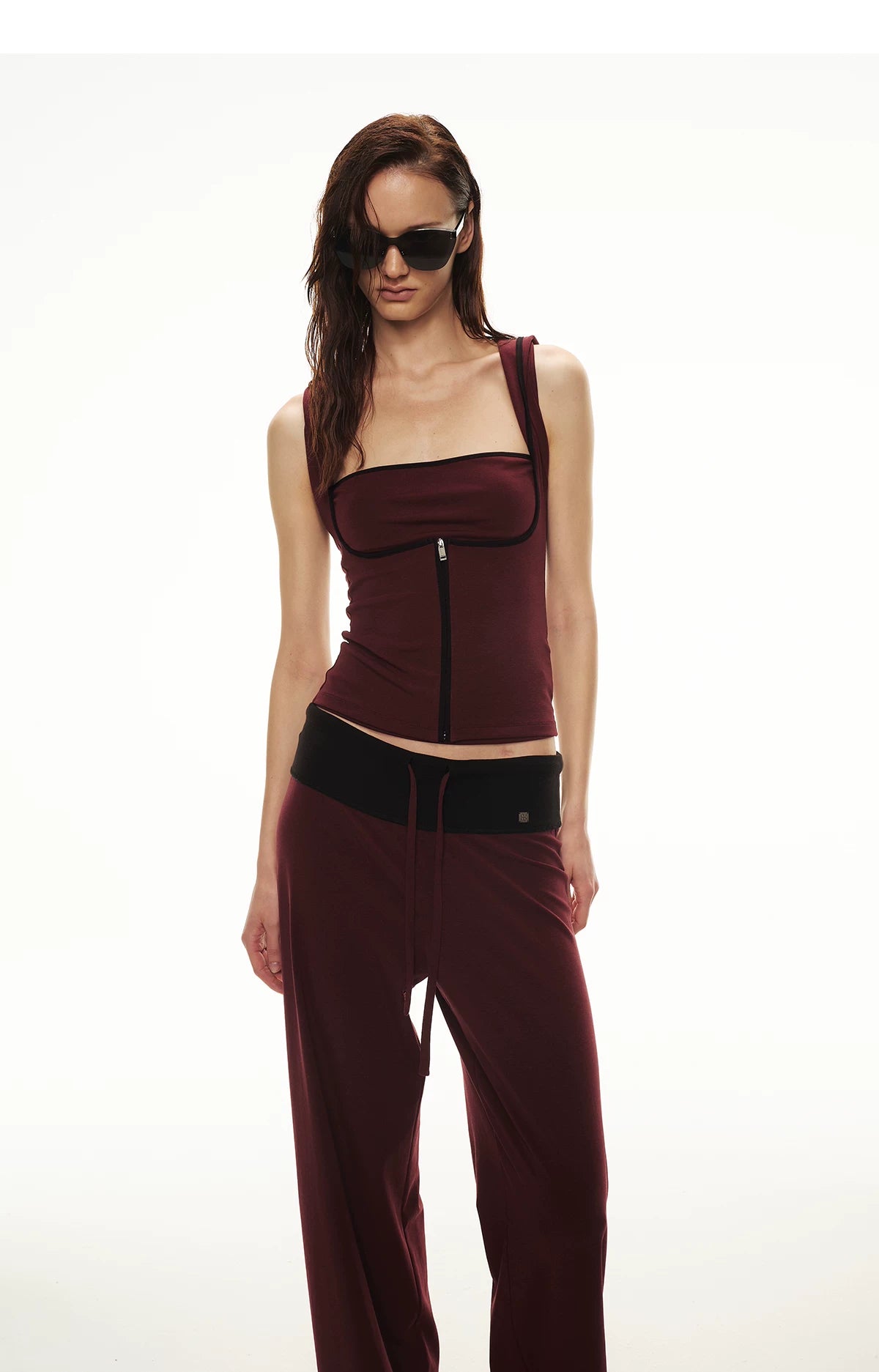 Tencel Knit Two-Piece Hoodie Vest &amp; Drawstring Pants