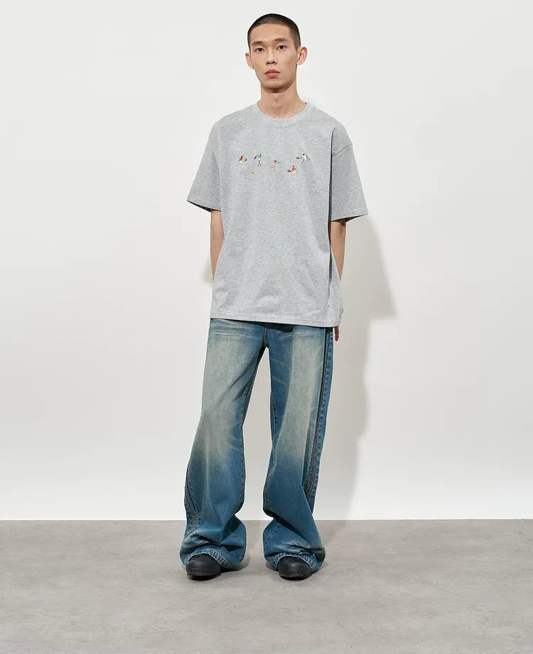 Hand Drawn Tennis Embroidery Tee