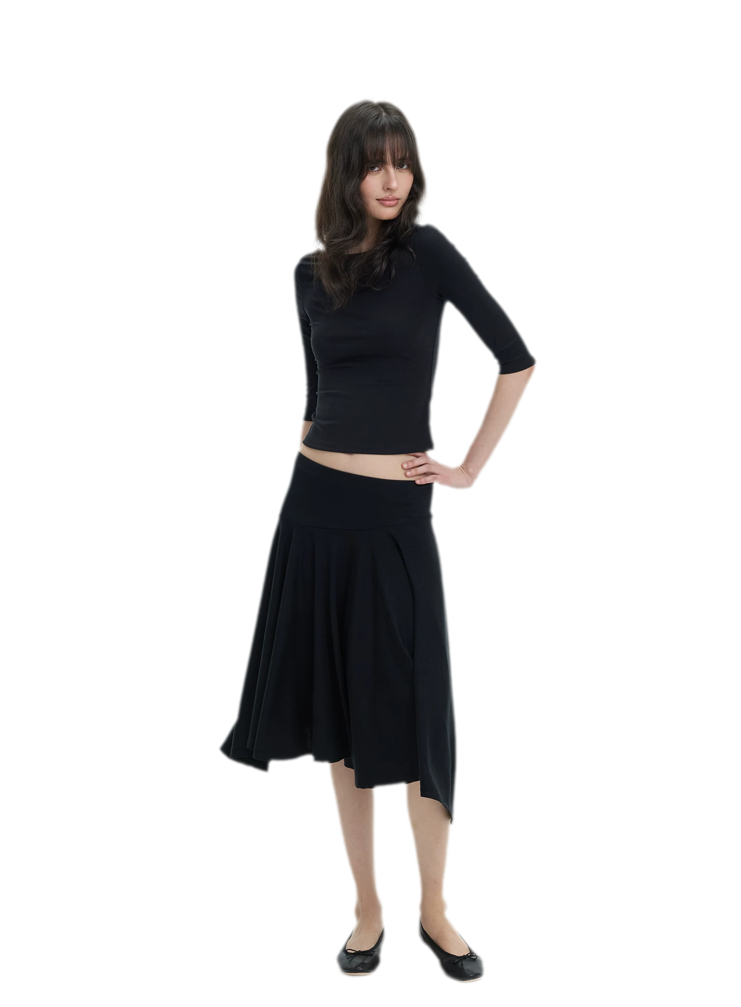 Lyocell Boat Neck Knit Top