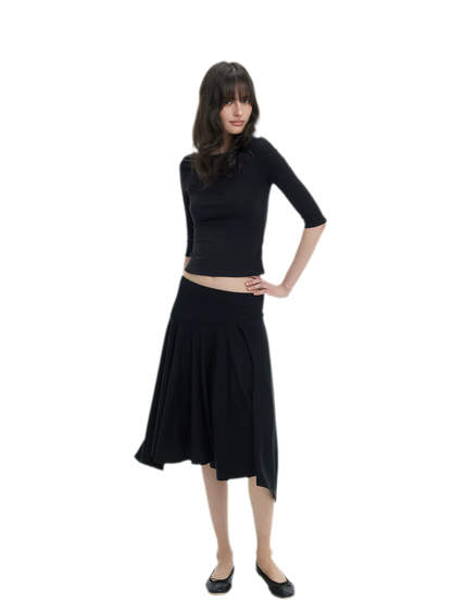 Lyocell Boat Neck Knit Top