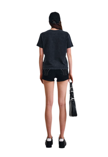 Vintage Washed Cross Embroidered Tee