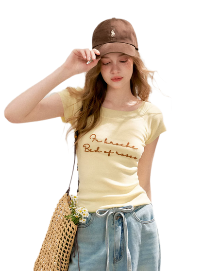 Lyocell Embroidered Knit Tee