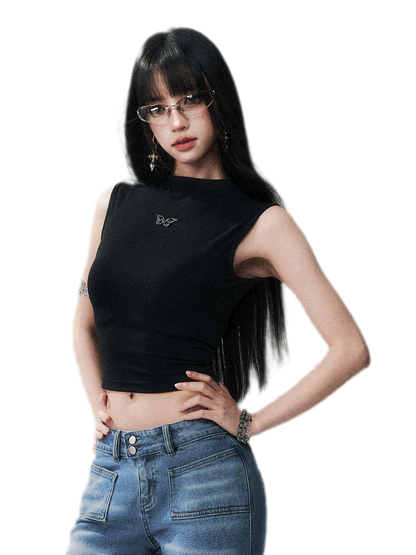 Sleeveless High Neck Tee