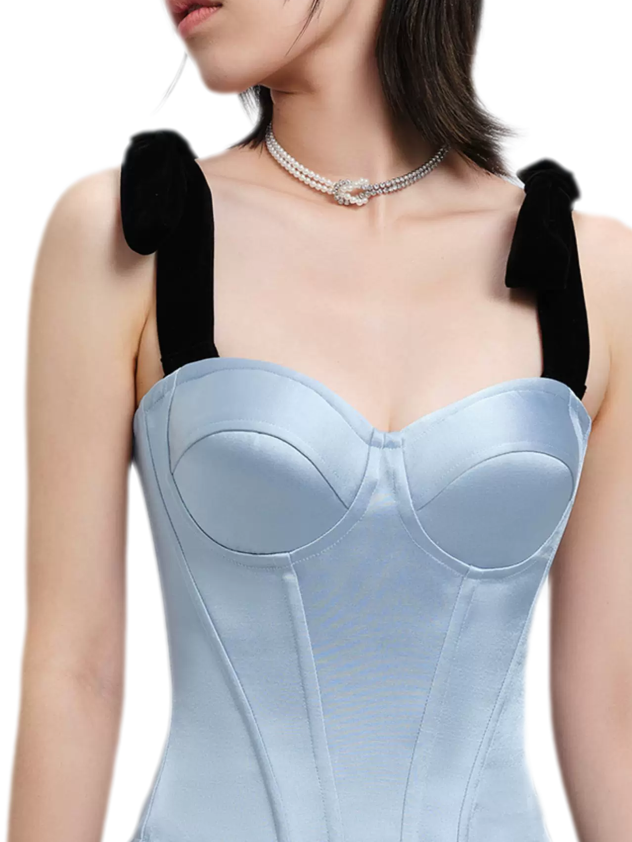 Velvet Bow Satin Corset