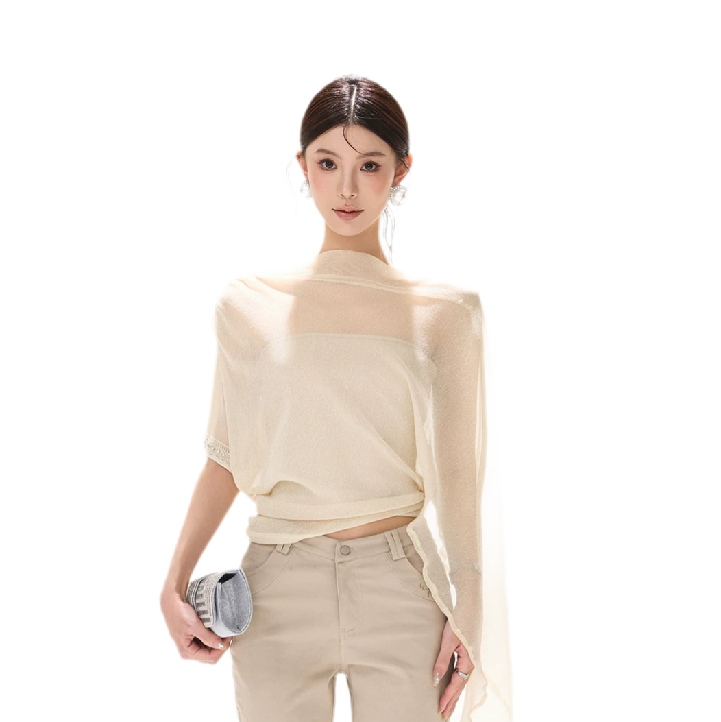 Silver Mesh Batwing Top