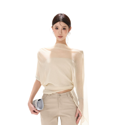 Silver Mesh Batwing Top