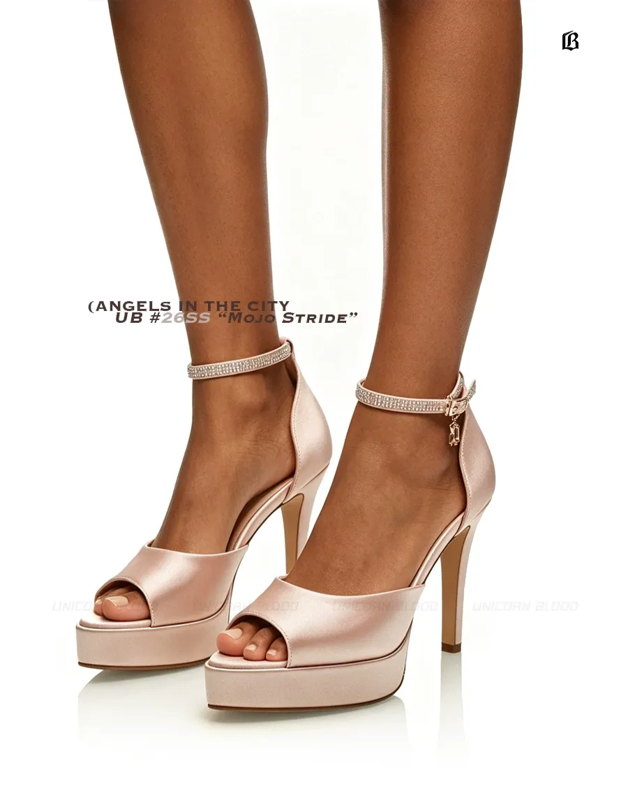 Satin Platform Peep-Toe Heels