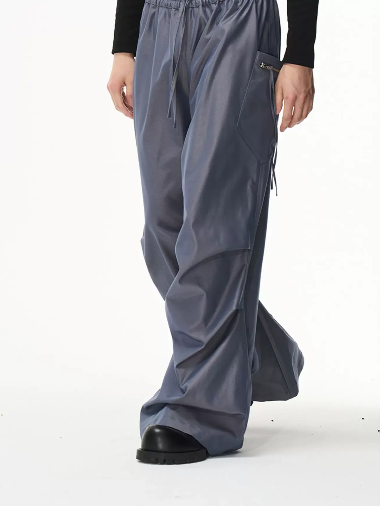 Sculptural Pleated Wide-Leg Trousers