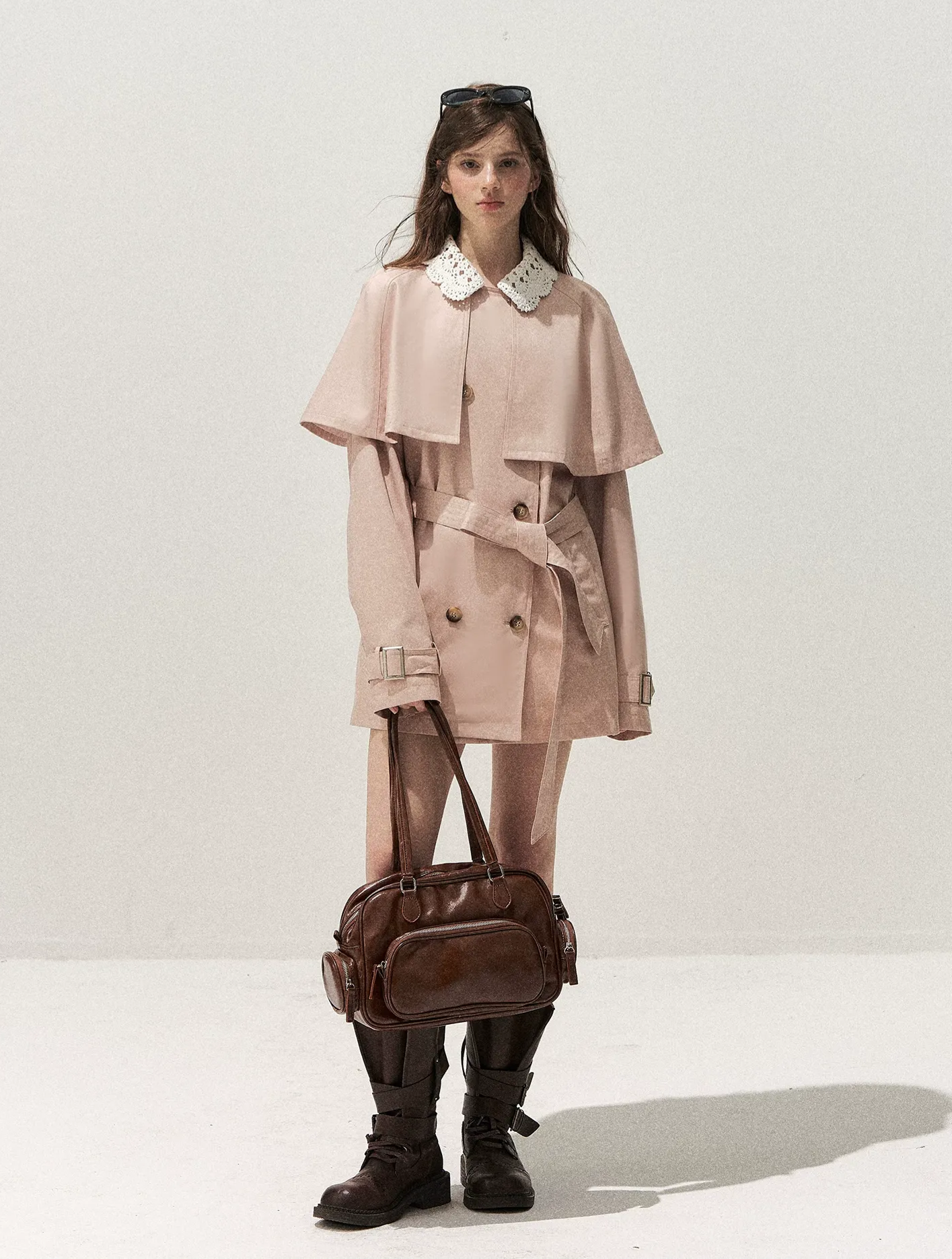 Crochet Cape Trench Coat