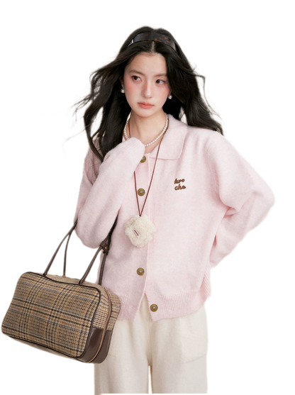 Wool Blend Collared Knit Set