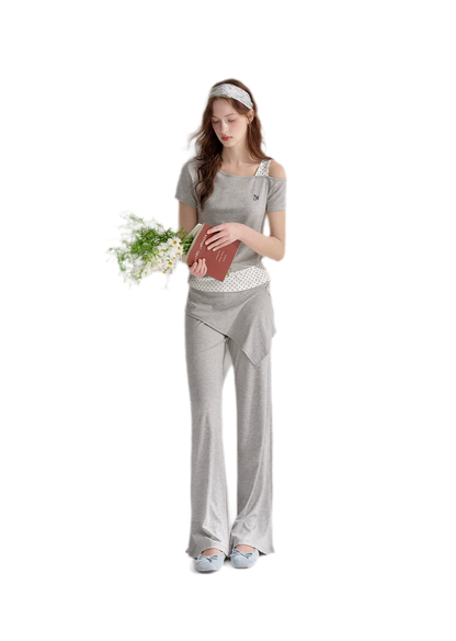 Lyocell Polka Faux Two-Piece Set