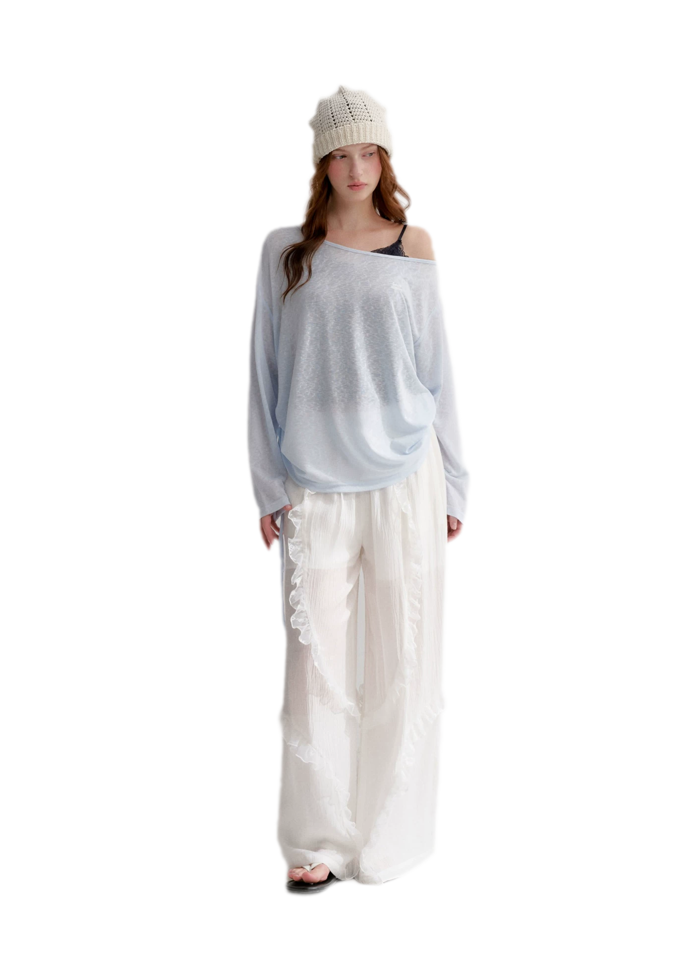 Lace Textured Wide Pants