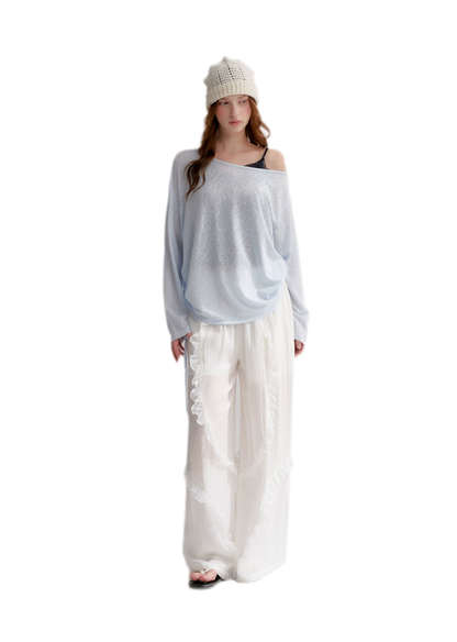 Lace Textured Wide Pants