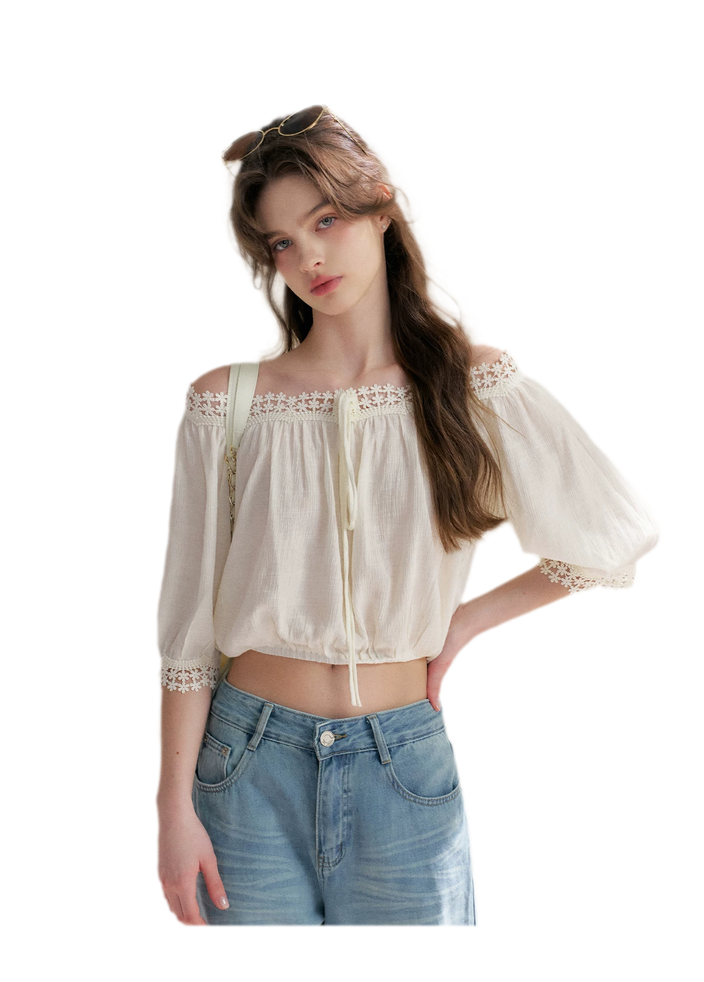 Asymmetrical Lace Off-Shoulder Top &amp; Skirt Set