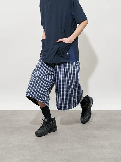 Detachable Check Straight-Leg Trousers