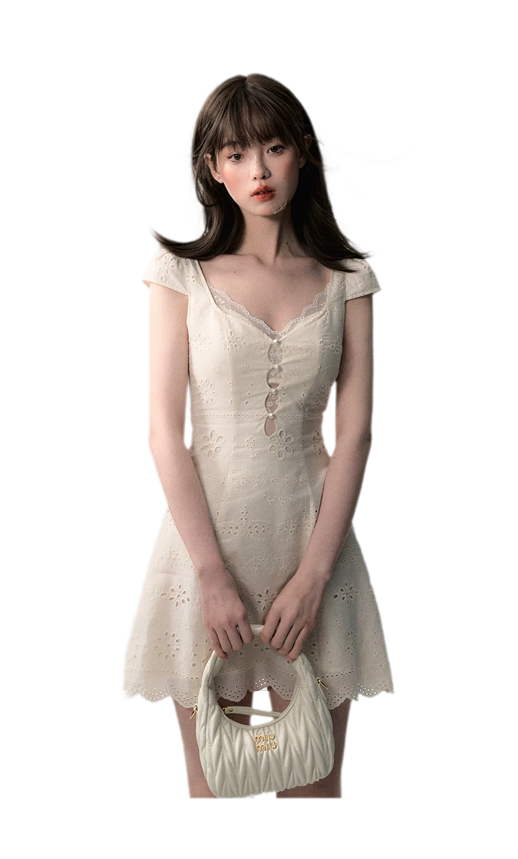Broderie Lace Midi Dress