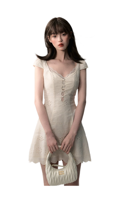 Broderie Lace Midi Dress