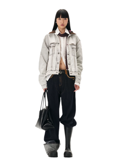 Enzyme Washed Suede-Panel Jacket