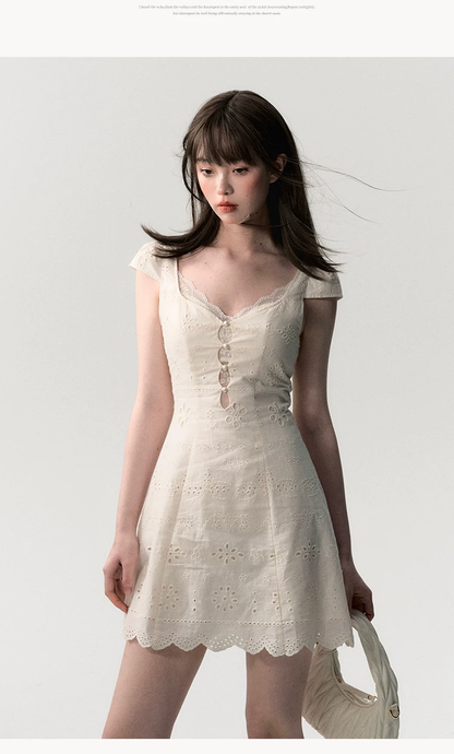 Broderie Lace Midi Dress