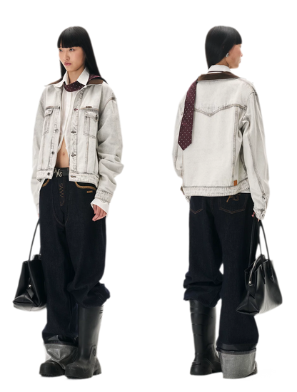 Enzyme Washed Suede-Panel Jacket