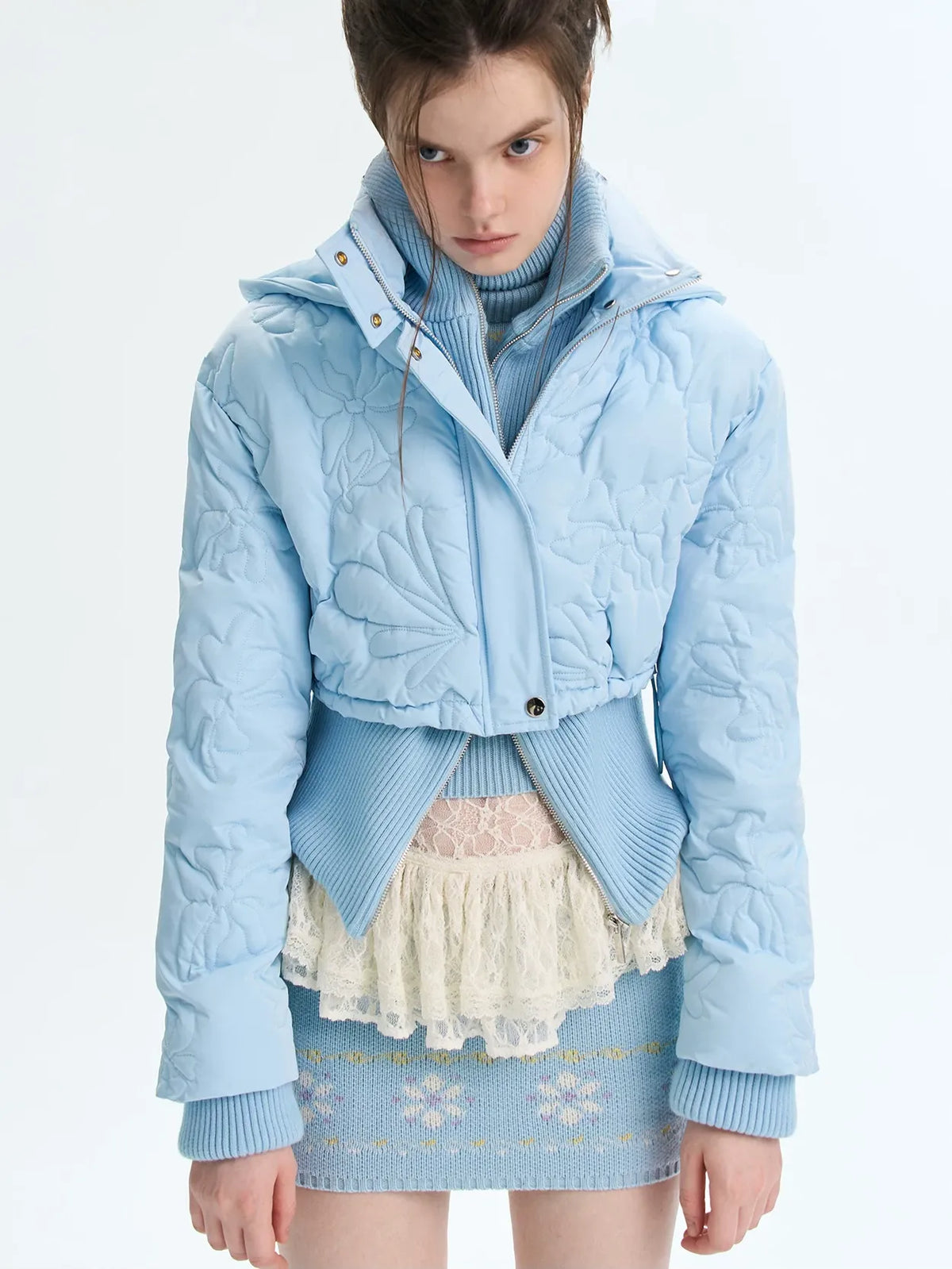 Quilted Cropped Hooded Down Jacket