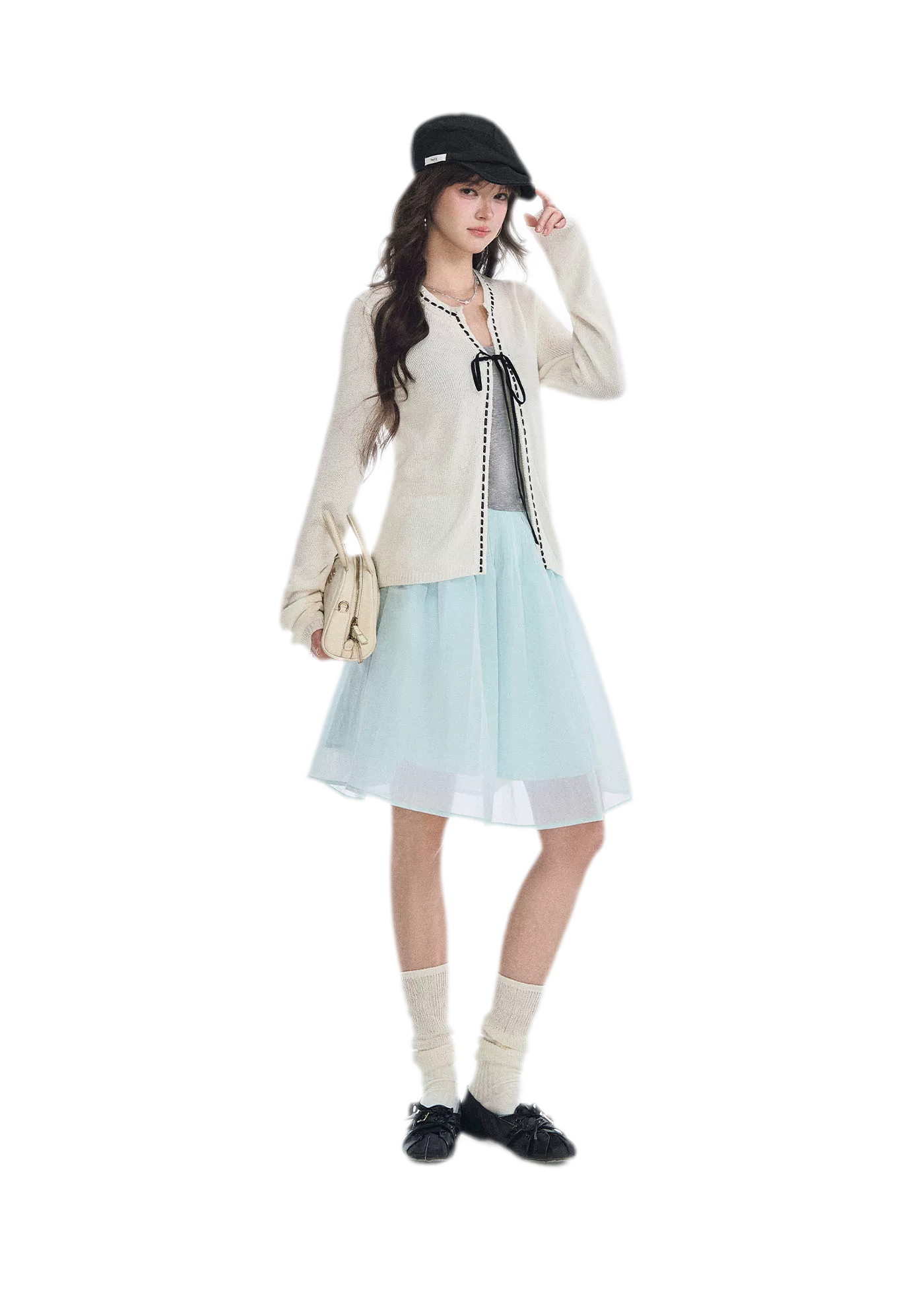 Fine Knit Contrast Trim Cardigan