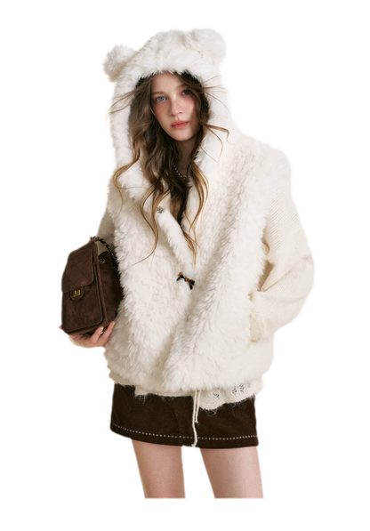 Bear Fleece Hooded Vest