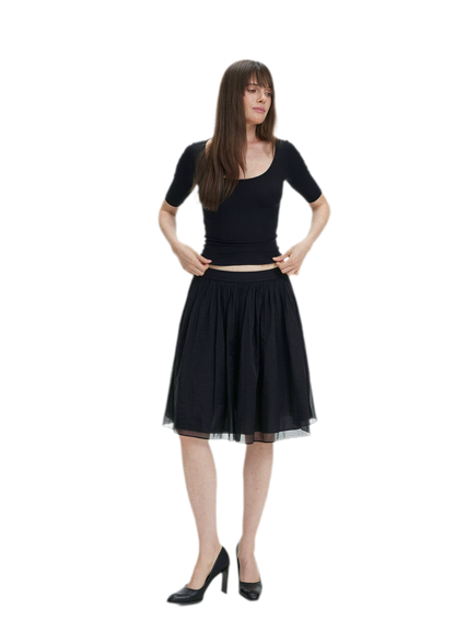 Pleated Chiffon Midi Skirt